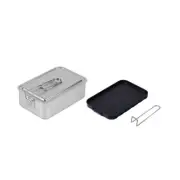 STS304 Stainless Steel Mess Tin + Mini Square Pan Teflon Coated Pan with Handle
