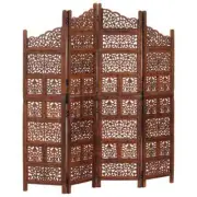Hand Carved 4-Panel Room Divider Folding Privacy Screen Stand Brown Mango Wood