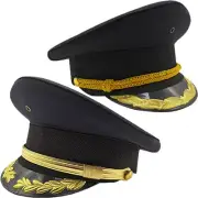 Army Officer Hat Captain Cap Black Soldier Fancy Dress Military Performance