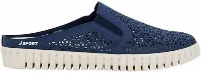 JSPORT Women's Lightweight Floral Mule Slip On Shoe (NAVY, Size 11) NIB