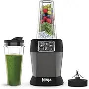 [NINJA] Blender with 2 Automatic Programs: Blend & Max Blend, Pulse Setting, 2x 700ml Cups with Spout Lids, 1000W, Dishwasher Safe Parts, Smoothie Maker, Auto-iQ, Black BN495UK