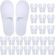 Aneco 24 Pairs Disposable Spa Slippers Bulk Fluffy Closed Toe Slippers Non Slip Hotel Guest Slippers for Home Travel Use, Fits up to US Men Women Size 10-11