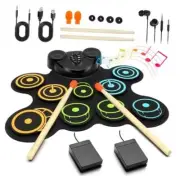 Portable Electronic Drum Pad Set for Kids - 10 Pads Roll up Drum Practice Pad