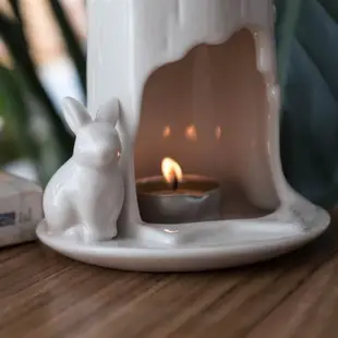 陶瓷兔子香薰爐美容院室內熏香蠟燭精油燈精油爐燭臺可干燒