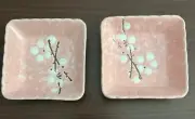 Two (2) Peach Orange Floral Plum Blossom Small Sauce Dish, Asian Accent
