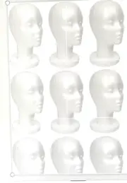 Styrofoam Mannequin Head 11.4 INCH (9 PACK), White