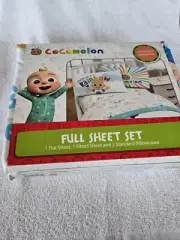 CoComelon Kids Full Sheet Set Bedding Bed Sheets Microfiber Supersoft Pillowcase