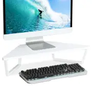 26 inch White Triangle Monitor Stand Riser, Desktop Corner Shelf with Metal L...