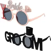 Gadpiparty 6 Pcs Bride Groom Glasses Groom Bride Party Supplies Bride to be Glasses Bachelorette Party Sunglasses for Adults Naughty Hen Party wear Glasses Bridegroom Plastic