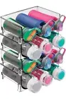 mDesign Stackable Plastic 3 Bottle Refrigerator Wine Rack - Kitchen Storage
