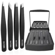 Tweezers Set with Mirror Case - Tweezers for Women facial hair-Professional T...