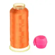 Polyester Embroidery Thread and Thread Spools Savers Kit, Deep Orange Pink