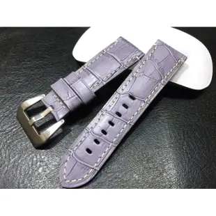 radiomir高質感奪目搶眼淺芋紫~短版26mm可替代panerai原廠錶帶壓鱷魚皮紋,真牛皮錶