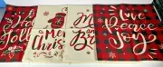 Cotton Linen Pack of 4 Retro Vintage Christmas Square 18 X 18 Inches Pillowcases