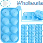 LOT Round Silicon Ice Cube Ball Maker Tray 8 Large Sphere Molds Bar+ Funnel Blue