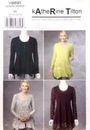 Vogue Sewing Pattern V8691 Katherine Tilton Pullover Tunic Tops Sizes 8 10 12 14