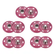 5 Set Sew-on Snap Buttons 21mm Metal Snap Fastener Buttons Rose Red