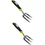Garden Guru Stainless Steel Hand Weeder Fork Tool with Ergonomic Handle, 2pack