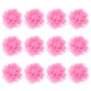 12-Pack Chiffon Flowers 3.94 x 3.94" Fabric Flowers for Craft [Medium Pink]