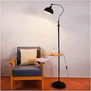 Indoor Floor Lamps Floor Lamp with Table in Marble Base, Modern Elegant with Tray Floor Lamp for Office Cafe Den Living Room Bedroom Standing Lamp(Black)