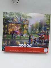 Thomas Kinkade Hometown Firehouse 2000 Piece Jigsaw Puzzle Poster Included