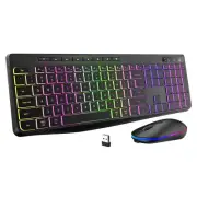 Wireless Keyboard And Mouse Combo With Backlit2.4g Full Size Ergonomic Keyboard