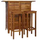 NNEVL Bar Table and Chair Set 3 Pieces Solid Acacia Wood