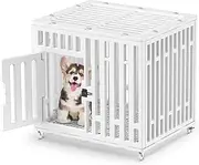 Small Dog Crate 67 cm (26.4-Inch), Polyethylene HDPE Dog Cage Dog Kennels Furniture and Crates for Small Dogs Puppy with Locking Door, Lockable Wheels（No Tray)