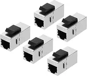 uxcell 5 Pack RJ45 Cat 7 Ethernet Coupler, Cat7 Shielded Coupler Jacks Female to Female Ethernet Adapter, Silver