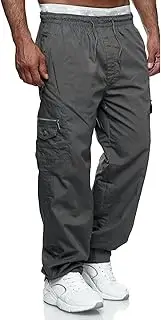 [Generic] Mens Cargo Pants Relaxed Fit Outdoor Hiking Pants Drawstring Elastic Waist Lightweight Tactical Trousers with Pockets