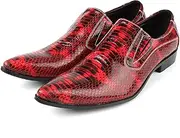 [Generic] Party Oxford for Men Pointed Toe Genuine Leather Embossed Stitching Elastic Gussets Sides Rubber Sole High Heel Slip on Formal Shoes