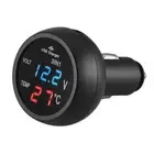 3 in 1 12/24V Car Auto LED Digital Voltmeter Meter + Thermometer + USB Charge