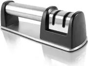 Knife Sharpener For Straight And Serrated Knives, 2-Stage Diamond Coated Wheel System, Sharpens Dull1Pcs, Black)