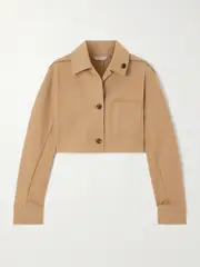 [Max Mara] Max Mara - Cropped Cotton-blend Gabardine Jacket - Brown - UK 16 UK 16 Brown