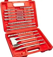 TOPEX 17 Piece SDS Plus Rotary Hammer Drill Bits Set & Chisel Bits Hole Tool Set Drilling Bricks, Concrete, Wall,Stone