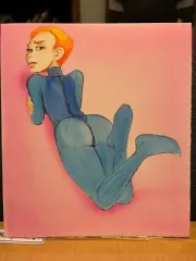 Sexy 9x10 Painting Comic Artist Barry Blair - Velvet Black Posing