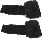 [FRCOLOR] 1 Pair Women's Warm Wrist Cuffs Knitted Detachable Hand Sleeves for Winter Sweater and Blouse Winter Knitting Arm Warmer with Faux Fur Decor