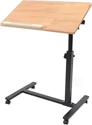 Overbed Table Overbed Table Tilt Top Portable Lifting Computer Desk Height Adjustable Side Table W/Wheels Steel Frame Rolling Laptop Table Portable