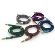 5PCS AUX Cable 3.5mm Stereo Audio Input 1M/3FT Extension Male to Male Auxiliary Car Cord - Silver/Blue/Green/Pink/Gold Orange