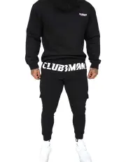[Clubman] Midnight Crest Cargo Trackies in Black