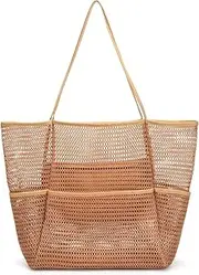 [Generic] Beach Bag - Mesh Beach Tote Bag for Women 2024 Upgrade Waterproof Pool Bag for Beach Vacation Pool Family Travel Essentials