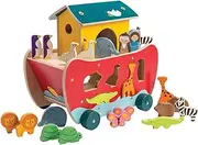 Tender Leaf Toys Noah's Shape Sorter Ark - Wooden Animal Shape Sorting Game