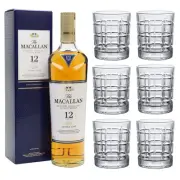 Macallan 12 Year Old Double Cask Single Malt with set of 6 Whisky Tumblers
