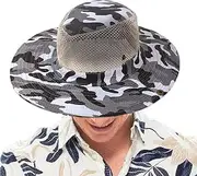 [Generic] Camo Boonie Hat - Mesh Breathable Camo Bucket Hats,UV Protection Hiking Hat, Wide Brim Sun Hat for Adult Women Men