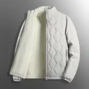 Mens Stand Collar Faux Lamb Wool Fur Lined Short Quilted Coat Reversible Jackets