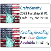 30 Statue of Liberty American Flag Return Address Labels Custom