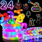 24-Pack Halloween Light Up Glow Sticks Fidget Pop Tubes Kids Party Favors Tod...