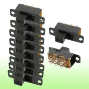 10pcs 6 Pin 3 Position 2P3T Panel Slide Switch 0.5A 50V DC 6mm High Knob