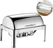 Roll Top Chafing Dish Chafer,Buffet Server Warming Tray Food Buffets Food Warmer for Parties Stainless Steel Buffet Set Chaffing Dishes,6 Quart,for Wedding, Parties, Banquet, Catering Events