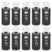 20Pcs 4mm Cord Lock Plastic Double Hole Spring Toggle Stoppers, Clear Black